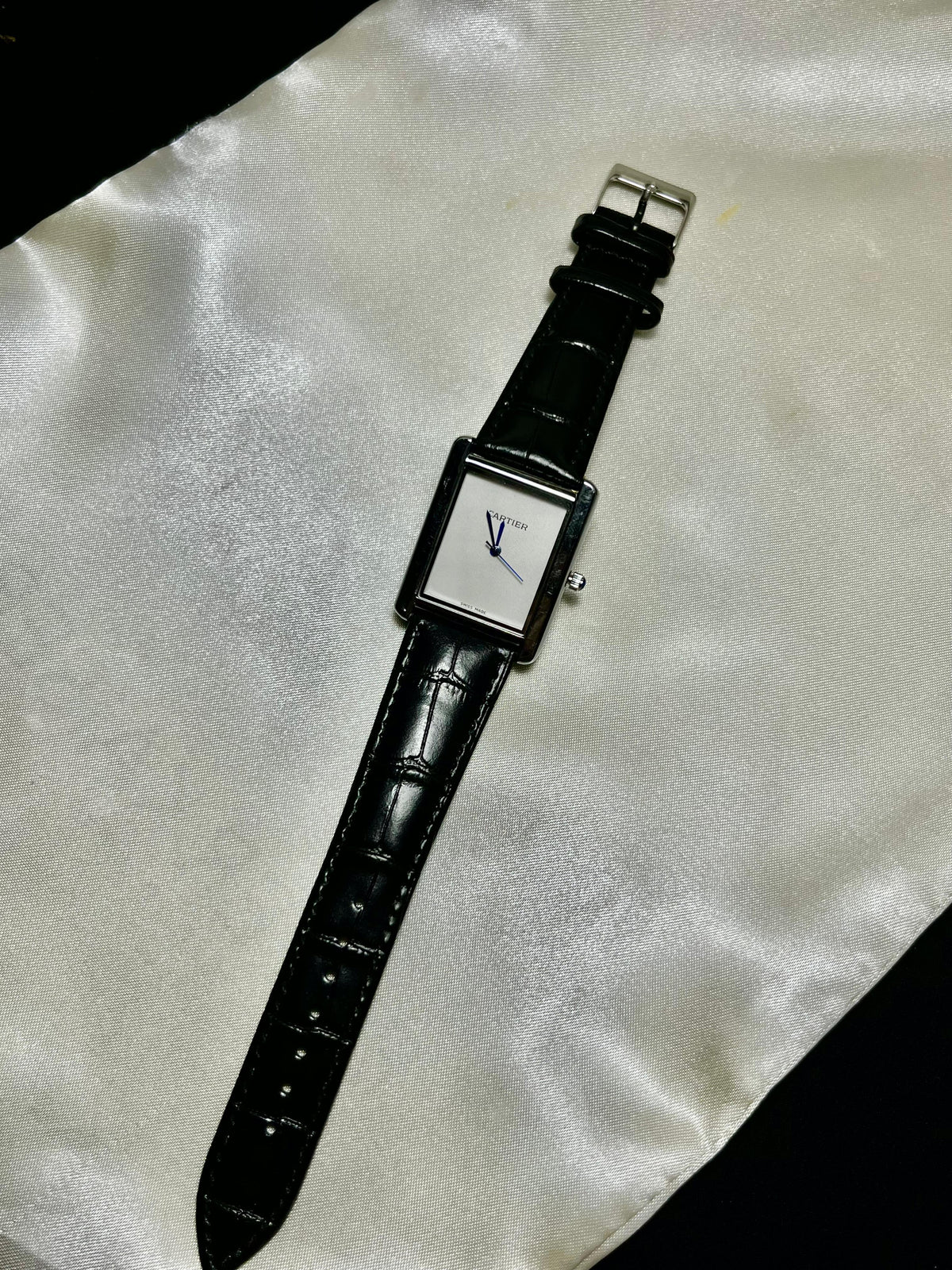 Tank Watch – Black Leather Strap